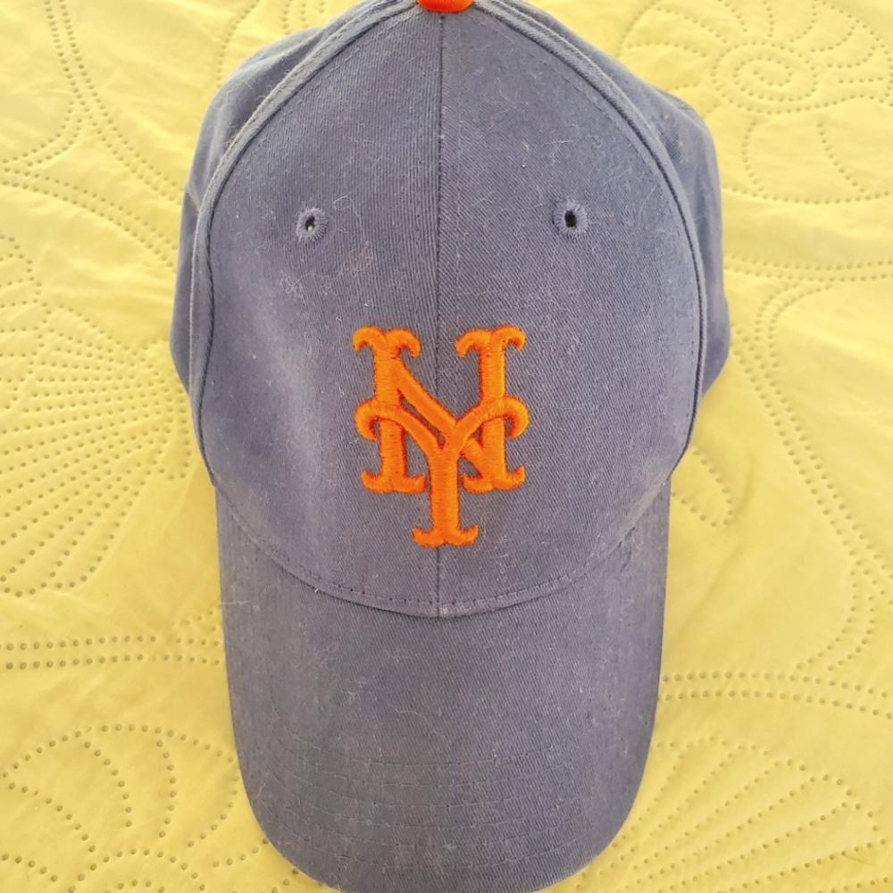 New York Canvas Baseball Cap 47 Brand Pre-owned Blue and Orange.